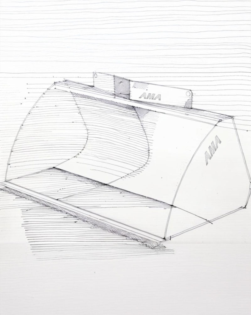 Handzeichnung der AMA-Schaufeln